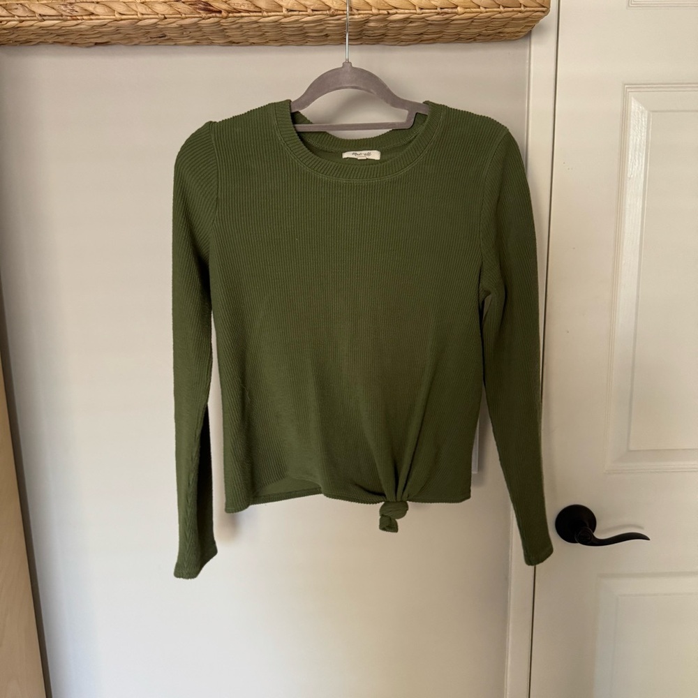 Madewell Olive Ribbed Long Sleeve Shirt